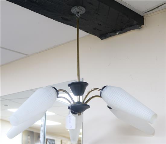 A 1960s five branch ceiling light